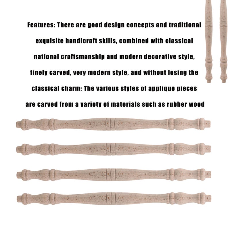 RDEXP 10.82inch/27.5cm Wood Spindles Length Unpainted Baluster for Home Decorative Craft Set of 4 - Image 3